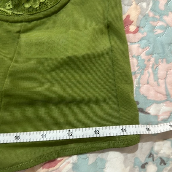 NWT Pretty Little Thing Green Khaki Lace Mesh Mix Tie Strap Corset Size 8 - Picture 7 of 8